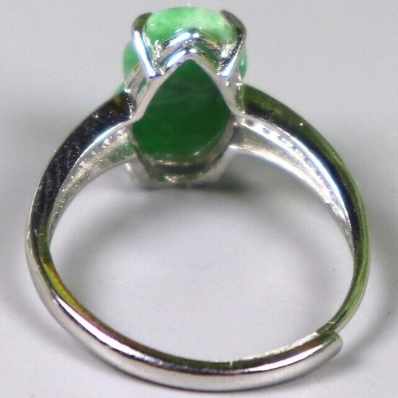 13*8 mm Gem/1.97 g Cert'd 925S Green Natural A JADE jadeite Adjustable Ring - Picture 6 of 9